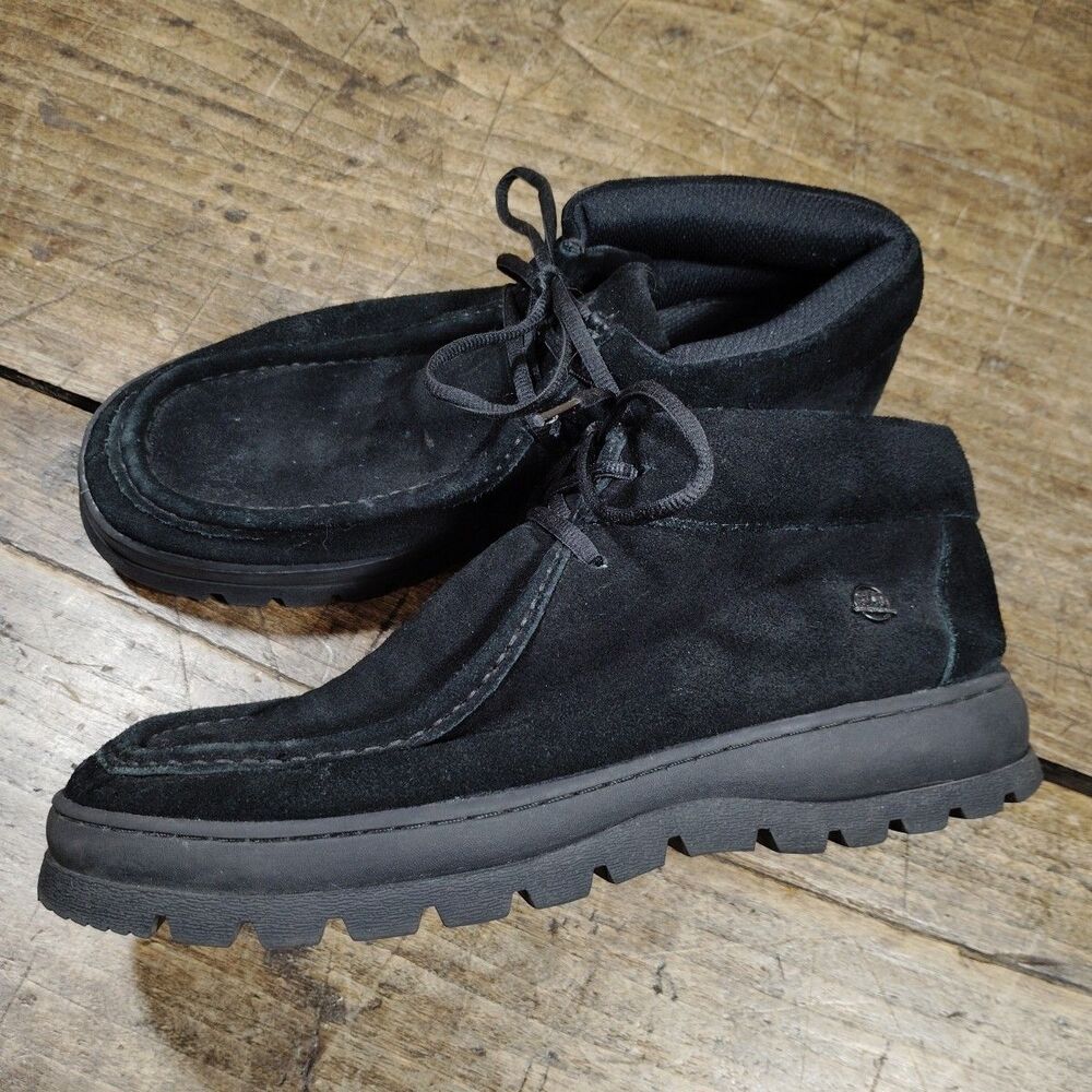 SAO Stacy Adams Men's 10.5 Black Suede Boots Leather Chukka 63169-11 Dublin II